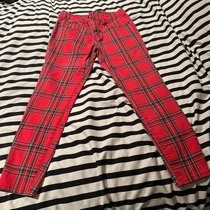 Red plaid casual pants